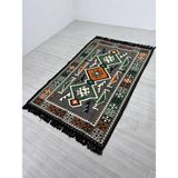 Bakırözü Home Pamuk Polyester Karışımlı Modern Otantik Kilim - Anadolu Gri Modeli Yıkanabilir Kilim - 200 x 300 cm