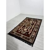 Bakırözü Home Pamuk Polyester Karışımlı Modern Otantik Kilim - Anadolu Kahve Modeli Yıkanabilir Kilim - Kahverengi - 120 x 180 cm