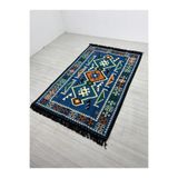 BAKIRÖZÜ HOME Pamuk Polyester Karışımlı Modern Otantik Kilim - Anadolu Mavi Modeli Yıkanabilir Kilim