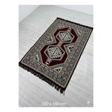 BAKIRÖZÜ HOME Pamuk Polyester Karışımlı Modern Otantik Kilim - Yahyalı Bordo Modeli Yıkanabilir Kilim