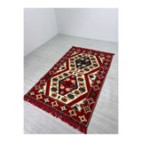 BAKIRÖZÜ HOME Pamuk Polyester Karışımlı Modern Otantik Kilim - Yörük Kırmızı Modeli Yıkanabilir Kilim