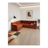 BAKIRÖZÜ HOME Premium Kadife Kumaş, Konforlu Yer Kanepesi ,Modüler Şark Köşesi Takımı - Kiremit - 40 CM- L SET