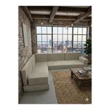 BAKIRÖZÜ HOME Premium Kadife Kumaş, Konforlu Yer Kanepesi ,Modüler Şark Köşesi Takımı - Krem- L SET