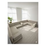 BAKIRÖZÜ HOME Premium Kadife Kumaş, Konforlu Yer Kanepesi ,Modüler Şark Köşesi Takımı - Krem- U SET