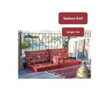 BAKIRÖZÜ HOME Şark Köşesi Takımı | 4 Parça Anadolu Kırmızı Boş Kılıf ( Süngersiz)