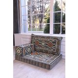 BAKIRÖZÜ HOME Şark Köşesi Takımı , 95 Cm Yer Minderi Takımı Anadolu Gri Modeli (3 Parça)