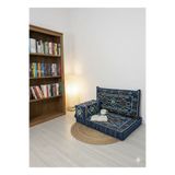 BAKIRÖZÜ HOME Şark Köşesi Takımı , 95 Cm Yer Minderi Takımı Anadolu Mavi Modeli (3 Parça)