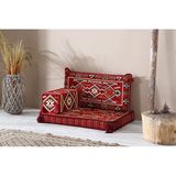 BAKIRÖZÜ HOME Şark Köşesi Takımı , 95 Cm Yer Minderi Takımı (sünger Dahil) Anadolu Kırmızı Modeli (3 Parça)
