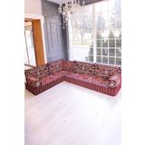 BAKIRÖZÜ HOME Şark Köşesi Takımı Bordo Anadolu Modeli 9 Parça (20 CM MİNDER KALINLIĞI)