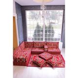 BAKIRÖZÜ HOME Şark Köşesi Takımı Kırmızı Anadolu Modeli 13 Parça (20 CM MİNDER KALINLIĞI)