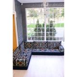 BAKIRÖZÜ HOME Şark Köşesi Takımı Lacivert Anadolu Modeli 9 Parça (20 CM MİNDER KALINLIĞI)