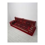 Bakırözü Home Sedir Deseni Şark Köşesi Takımı 70X190 cm 5 Parça Dolu Set - Kırmızı (Çökmeyen Sünger)