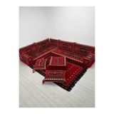 BAKIRÖZÜ HOME Sedir Deseni Şark Köşesi Takımı Yer Minderi Seti Sünger Dahil 13 Parça(Çökmeyen Sünger)