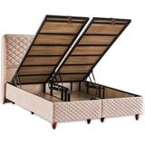 Baklava Lüks Baza ve Başlık Seti 90X190 cm Tek Kişilik Metal Baza ve Başlık Takımı Krem Kumaş - 90 x 190 cm