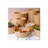 BAKOM AMBALAJ 1300 CC Kraft Karton Organik Salata Kasesi Kapaklı Bowl 10 Adet