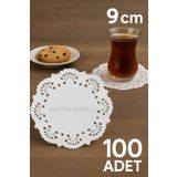 BAKOM AMBALAJ 9 Cm Kağıt Dantel Çay Bardağı - Tabak - Bardak Altlığı Sunum Kağıdı ( Dole ) 100 Adet
