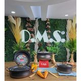 BAKRAÇ - 3044 - 7 Parça, Biogranit, İndüksiyonlu, Tencere Seti, Siyah - Gümüş Gövde, Platin Detay