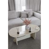 Baksan Liora Traverten Dokulu Oval Orta Sehpa – 104*54Cm Minimal Modern Tasarım