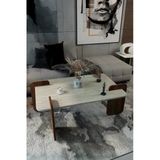 Baksan Norex Traverten Dokulu Oval Orta Sehpa – 104*54Cm Minimal Modern Tasarım