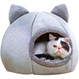 Bal Kabağı Tasarımlı Kedi Evi Yumuşak Kedi Yatağı Derin Uyku Ve Kış Evi Çıkartılabilir Minder 1 Adet (GRİ S BEDEN)