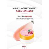 Bal ve Süt Özlü Besleyici ve Nemlendirici Dudak Maskesi A'pıeu Honey & Milk Daily Lip Mask (Berry)