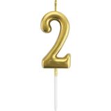 Bal10 Dünyası 2 Yaş Gold Rakam Mum Altın Renk Doğum Günü Pasta Mumu 12 cm