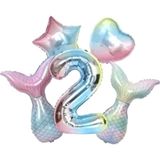 Bal10 Dünyası Deniz Kızı Kuyruğu Kalp Yıldız 2 Yaş Folyo Balon Set - Renkli