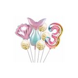 BAL10 DÜNYASI Deniz Kızı Kuyruk Folyo Set Konsept Doğum Günü Set 3 Yaş Balon