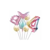 BAL10 DÜNYASI Deniz Kızı Kuyruk Folyo Set Konsept Doğum Günü Set 4 Yaş Balon