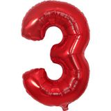 Bal10 Dünyası Folyo Balon Kırmızı 3 Rakamı 40 Inç 100 cm - Beyaz