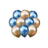 Bal10 Dünyası Krom Balon 12" Inç Gold-Mavi Renk 10 Adet