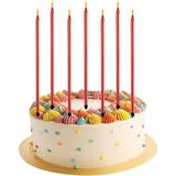 Bal10 Dünyası Pasta Mumu 20 cm 6'li Kırmızı - Renkli - 100 Adet
