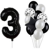 Bal10 Dünyası Siyah Rakam Folyo ve Latex Balon Seti Yaş 3 - Kırmızı
