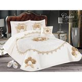 Baladi Home Çift Kişilik Çeyizlik Yatak Örtüsü King Sayısı Yüksek Kalite 4 Parça ( Satan ) - 260 x 270 cm - Krem
