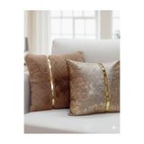 baladı home ev tekstil home collection 2'li Dekoratif Kırlent Kılıfı Seti - Peluş ve Gold Şeritli yastık kılıf kadife