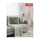 baladı home ev tekstil home collection 2'li Dekoratif Kırlent Kılıfı Seti - Peluş ve Gold Şeritli yastık kılıf kadife