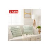 baladı home ev tekstil home collection Modern Dekoratif Peluş Yastık Kılıfı - 2Adet Kırlent Kılıfı 40x40 cm - baklava desen