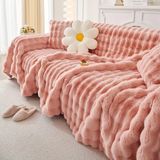 Baladi Home Kalın Peluş Klasik Kürklü Koltuk Örtüleri (1 Adet) Uçlu Koltuk Örtüsü Için Parça Ölçüsü 160 x 300 cm - Pudra Pembe