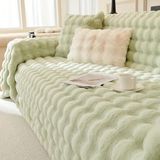 Baladi Home Kalın Peluş Klasik Kürklü Koltuk Örtüleri (1 Adet) Uçlu Koltuk Örtüsü Için Parça Ölçüsü 160 x 300 cm - Su Yeşili