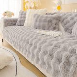 Baladi Home Kalın Tavşan Peluş Üç Kişilik Koltuk Örtüsü ( 80*190CM ) Sadece Oturma Alanı Için - Açık Gri - 80 x 190 cm
