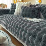 Baladi Home Kalın Tavşan Peluş Üç Kişilik Koltuk Örtüsü ( 80*190CM ) Sadece Oturma Alanı Için - Antrasit - 80 x 190 cm