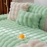 Baladi Home Kalın Tavşan Peluş Üç Kişilik Koltuk Örtüsü ( 80*190CM ) Sadece Oturma Alanı Için - Su Yeşili - 80 x 190 cm