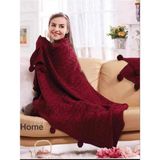 Baladi Home Ponponlu Triko Tv-Diz Battaniyesi 130*170 cm ve Koltuk Için Triko - 130 x 170 cm - Bordo