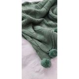 Baladi Home Ponponlu Triko Tv-Diz Battaniyesi 130*170 cm ve Koltuk Için Triko - 130 x 170 cm - Su Yeşili