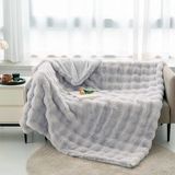 Baladi Home Tek Kişilik Kalın Tavşan Peluş Tv Battaniyesi (1 Adet) Çok Yumuşak - Açık Gri - 160 x 130 cm