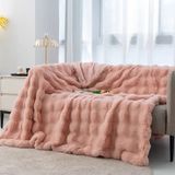 Baladi Home Tek Kişilik Kalın Tavşan Peluş Tv Battaniyesi (1 Adet) Çok Yumuşak - Pembe - 160 x 130 cm