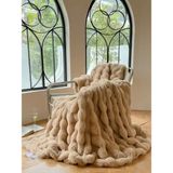 Baladi Home Tek Kişilik Kalın Tavşan Peluş Tv Battaniyesi (1 Adet) Çok Yumuşak - Vizon - 160 x 200 cm