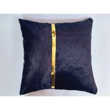 Baladi Home Yastık Kılıfı Kadife Kumaş Altın Deri Aksesuarlı Kadife Görünümlü Kare Kırlent Kılıfı 40 x 40 cm ( 1ADET - Siyah