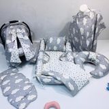 Balamira Balamiradüz Gri Bulutlu 7 Parça Lüx Babynest Seti - Desenli