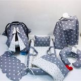 Balamira Gri Beyaz Yıldızlı 7 Parça Lüx Babynest Seti - Desenli